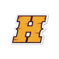 Die-Cut Magnet — Retro Yellow Block “H” Letter Sticker for Fridge, Locker, Laptop