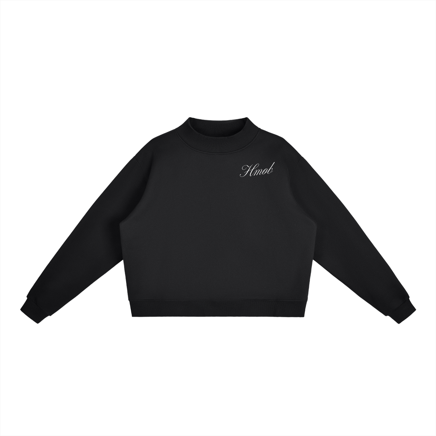 Womens Hmob Cursive Fleece Mock-Neck Crew Sweatshirt